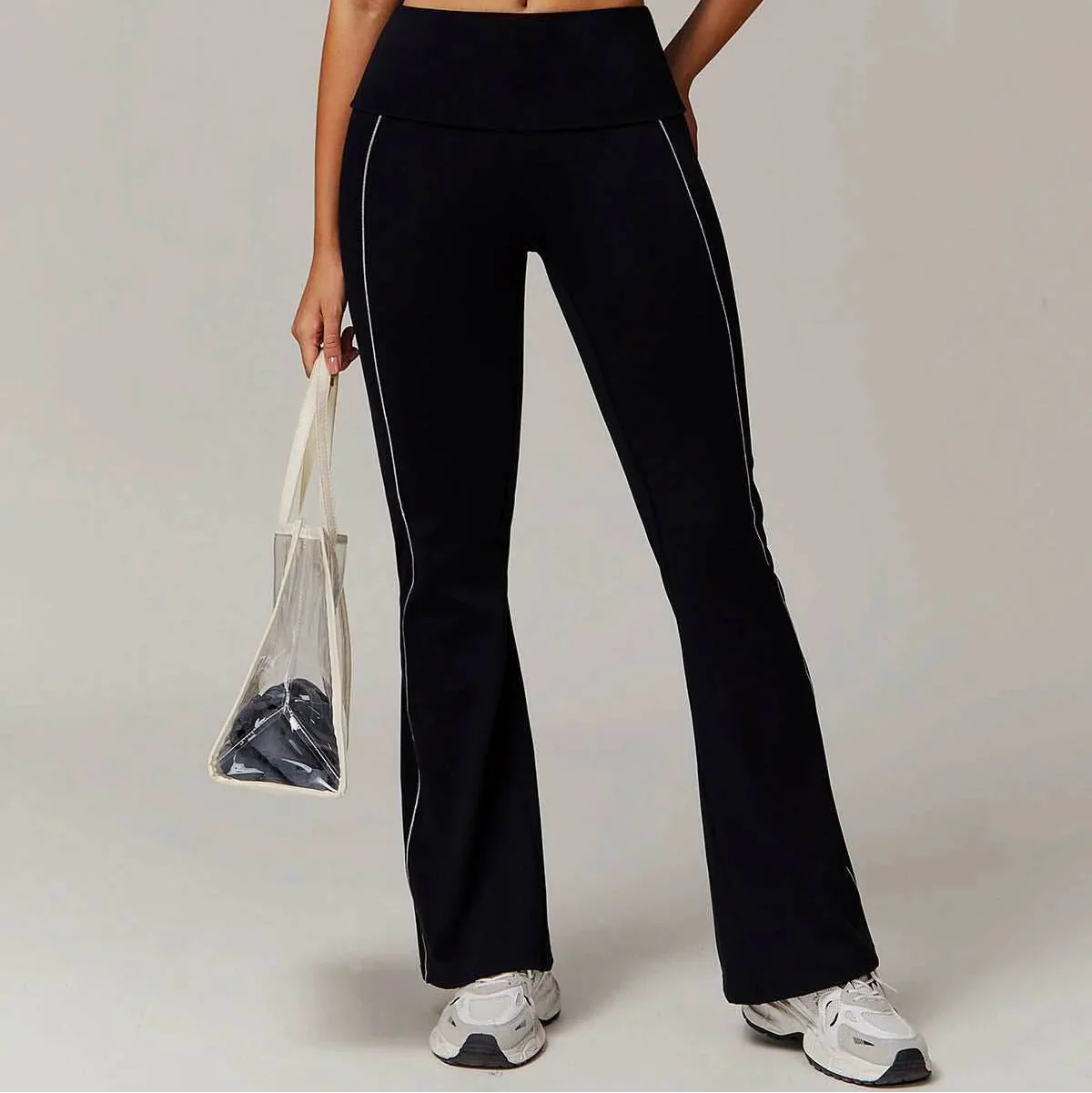 Flared Sportbroek met Contrasterende Naden