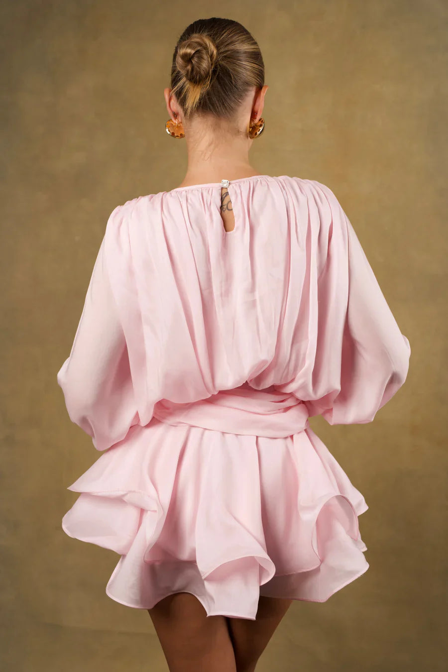 Roze Kimono Jurk met Bloemdetail
