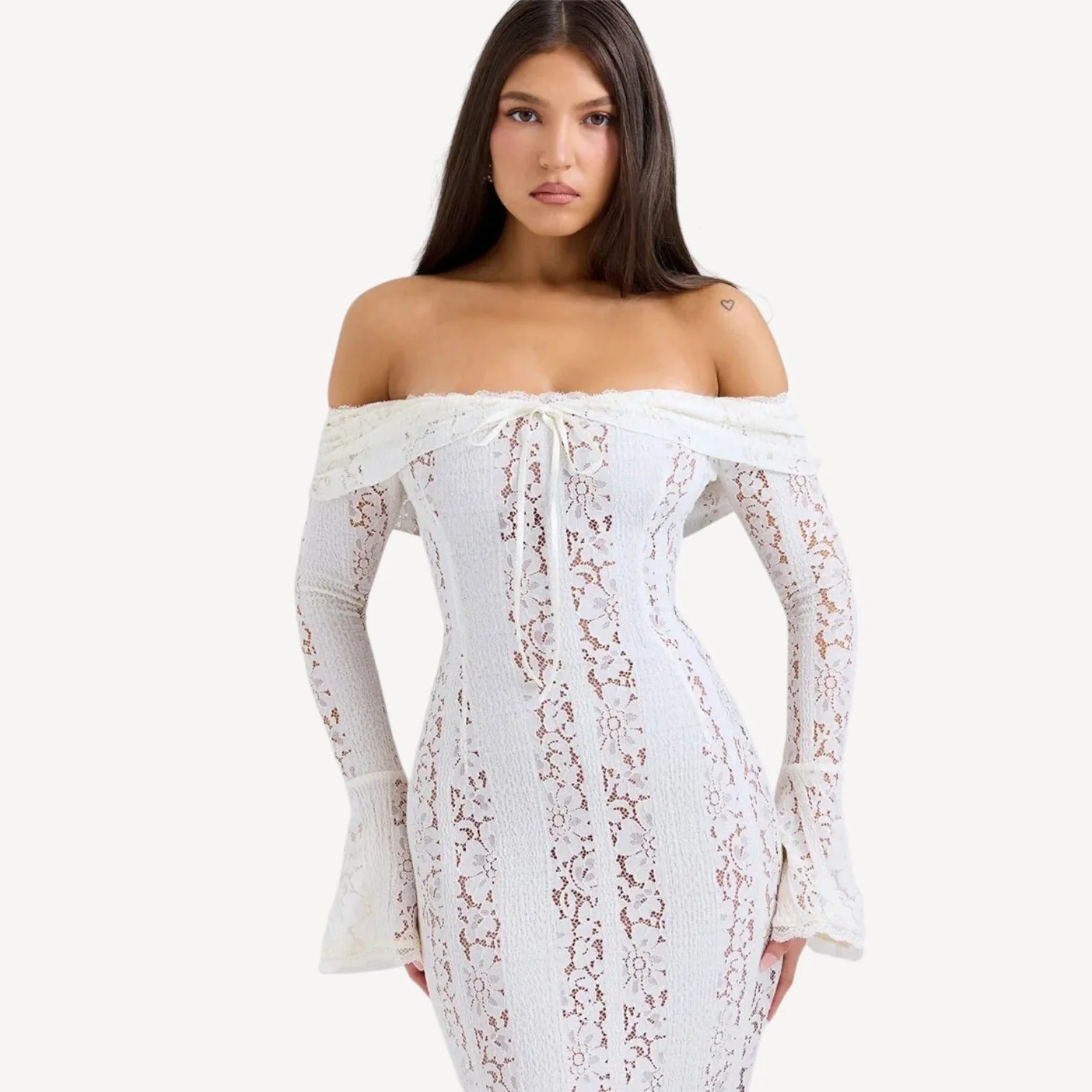 Witte Mini Jurk met Bloemenkant