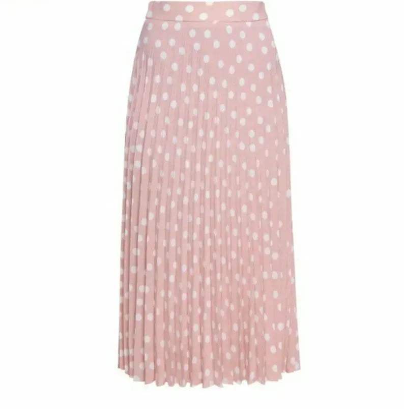 Roze Plissérok met Witte Polkadots