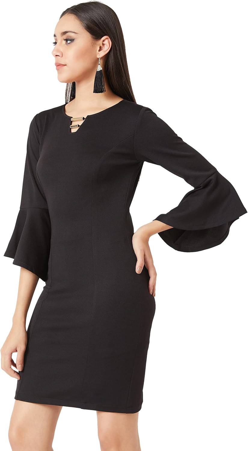 Elegante mini-jurk met ruche mouwen