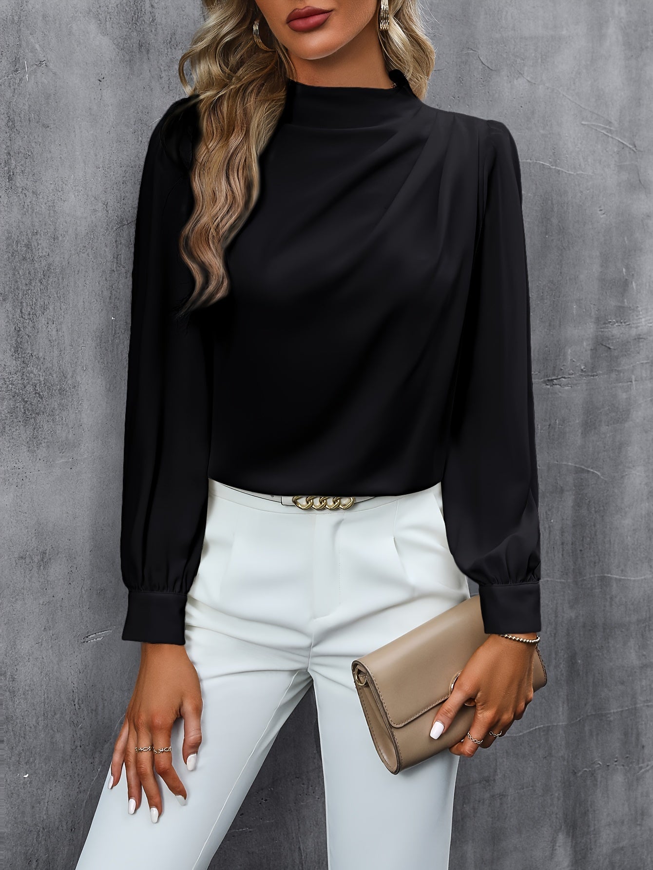 Blus med hög hals