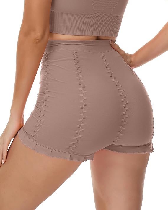 Hoge Taille Corrigerende Short met Ruches