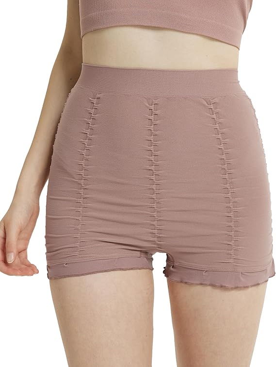 Hoge Taille Corrigerende Short met Ruches