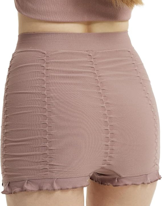 Hoge Taille Corrigerende Short met Ruches