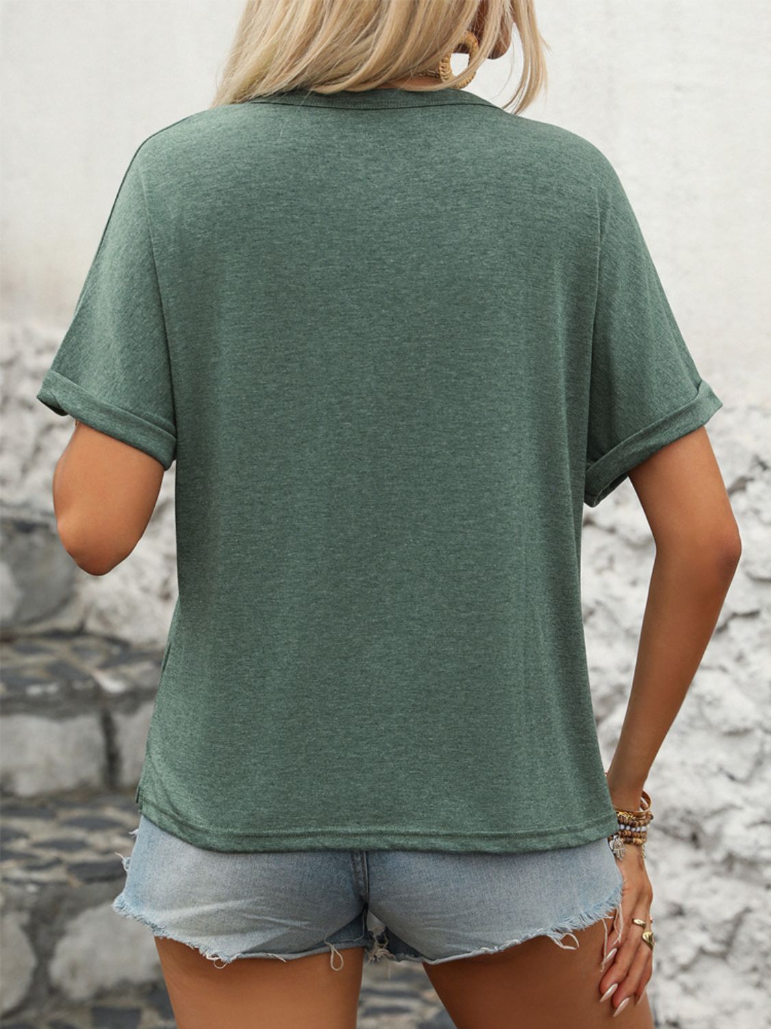 Kortärmad t-shirt med halvknapp