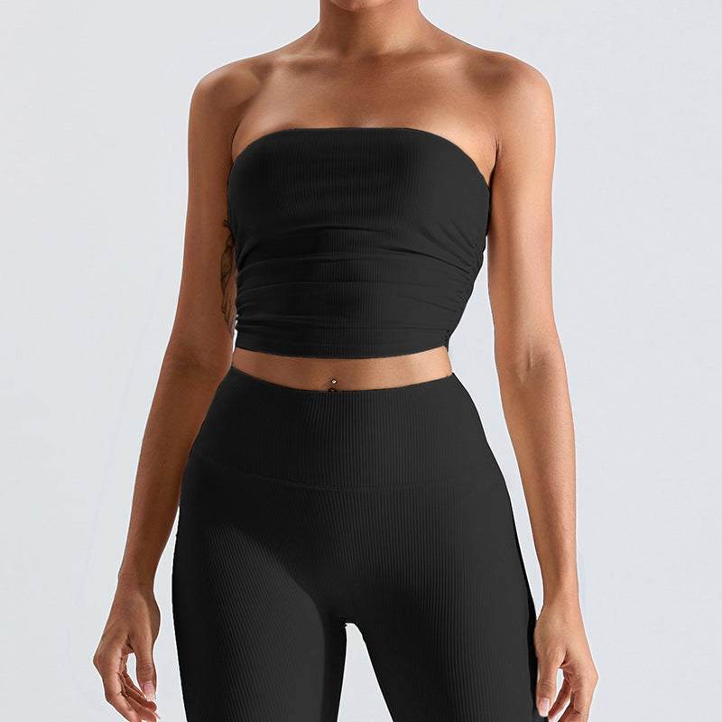 Geribbelde Bandeau Top