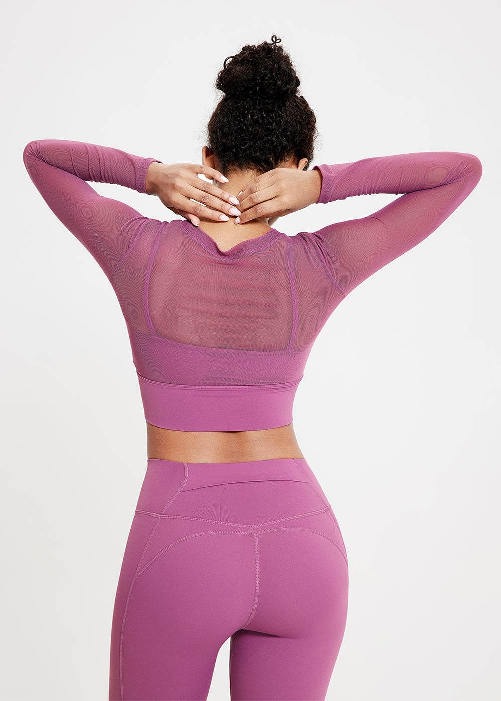 Mesh Crop Top met Lange Mouwen