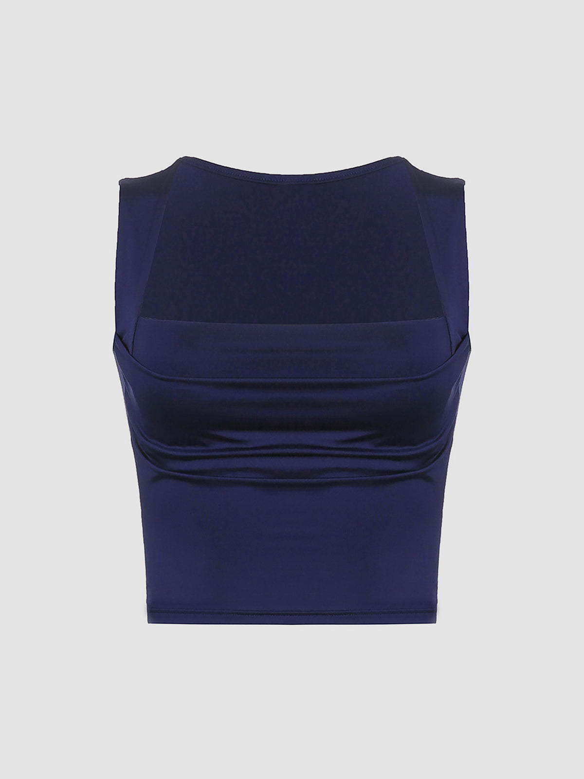 Mouwloos topje met vierkante halslijn en draperie