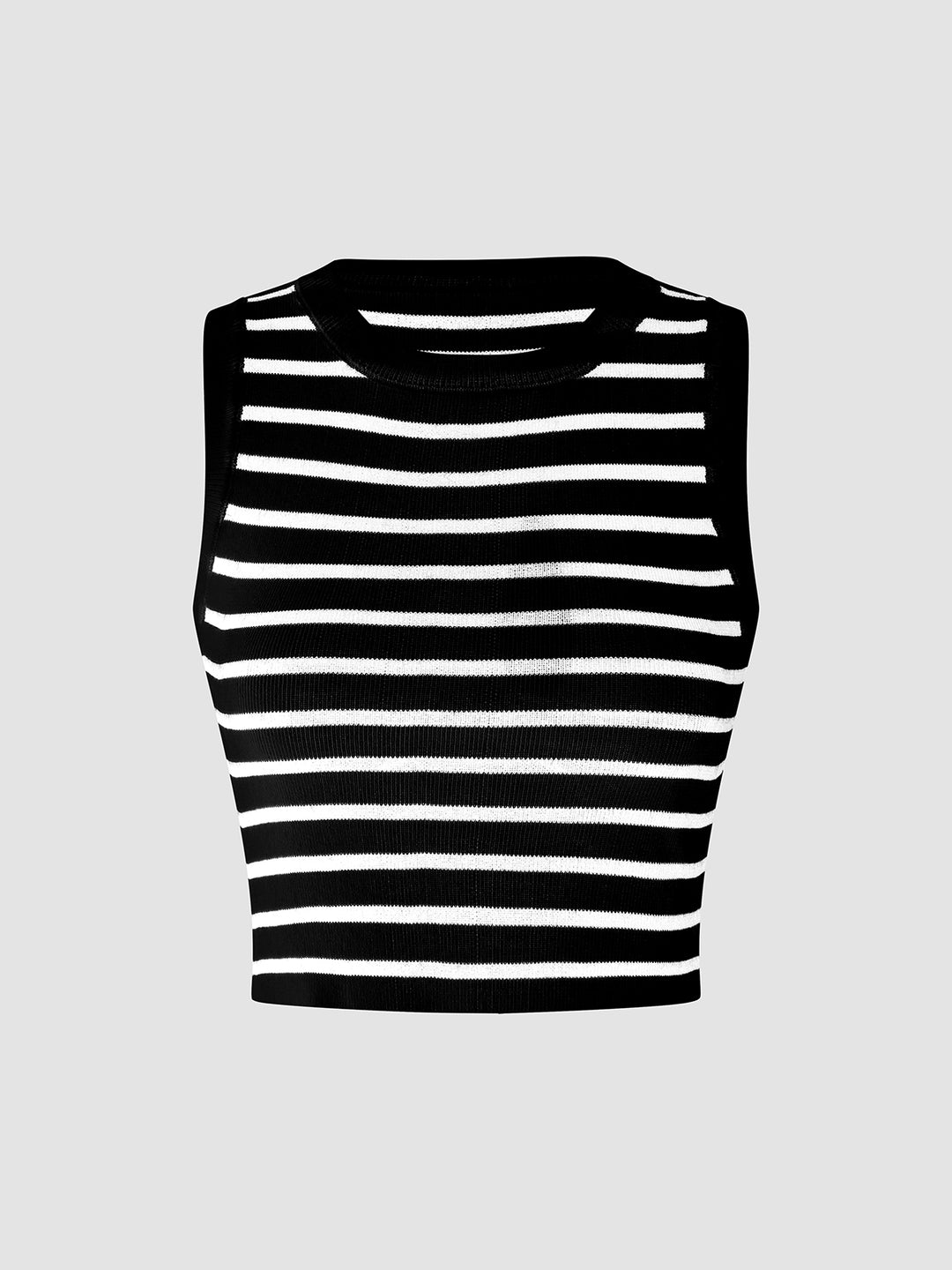 Gestreepte geribbelde mouwloze crop top