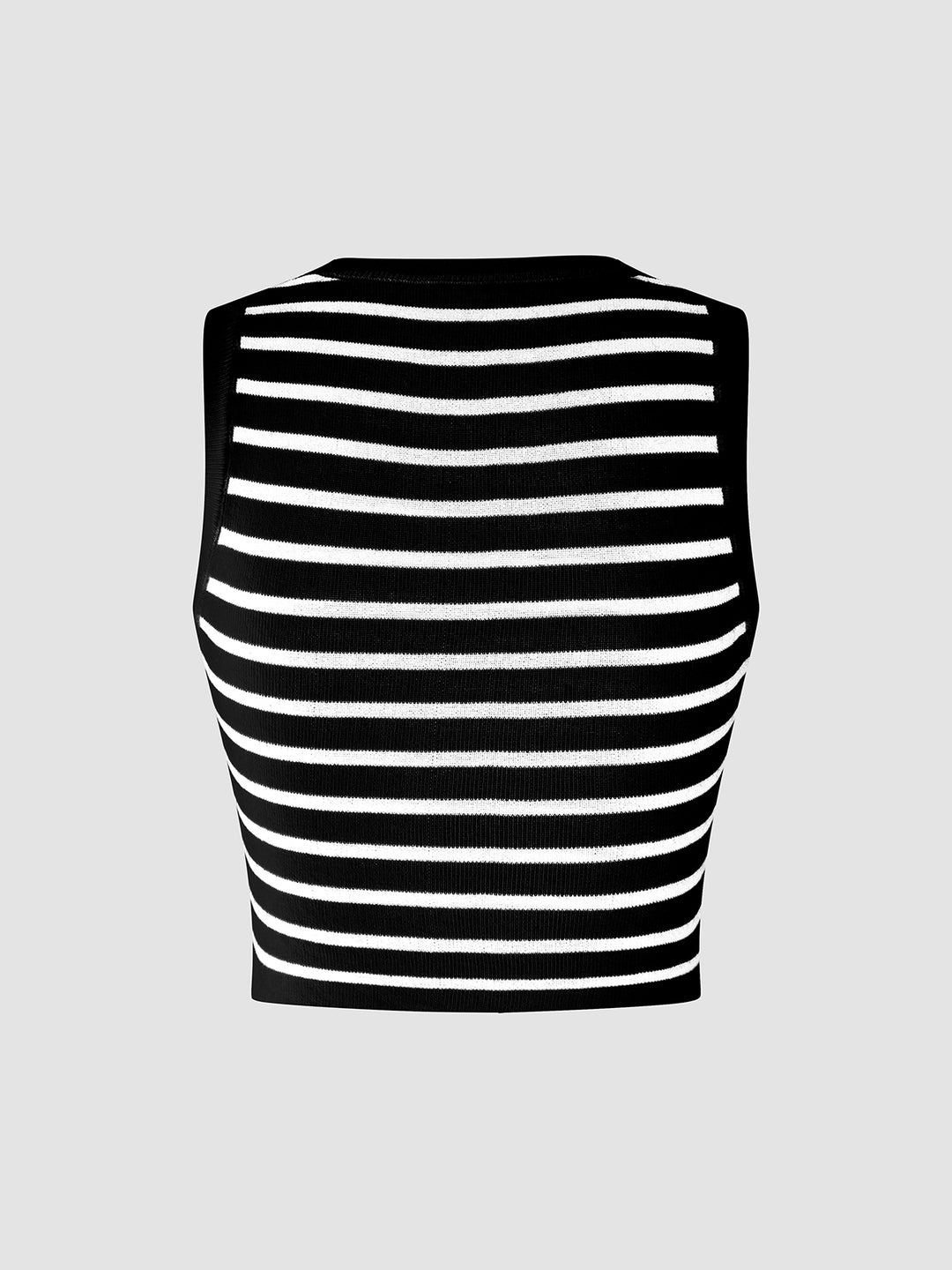 Gestreepte geribbelde mouwloze crop top