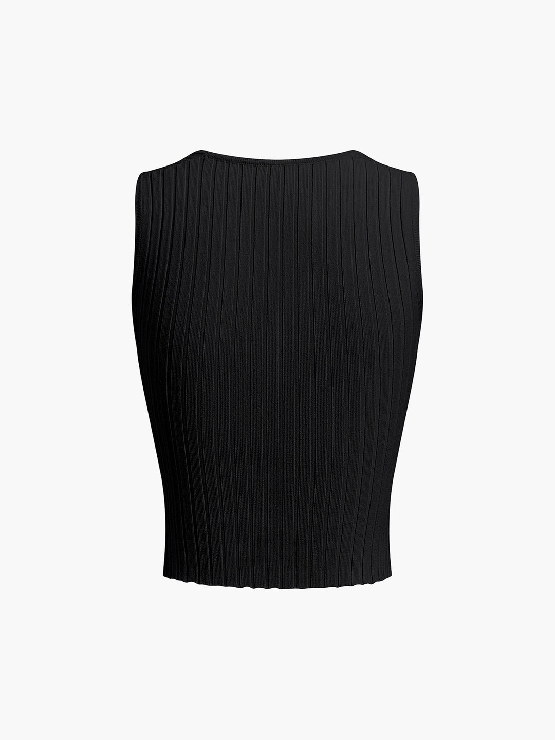 Geribbelde cropped tanktop met vierkante halslijn