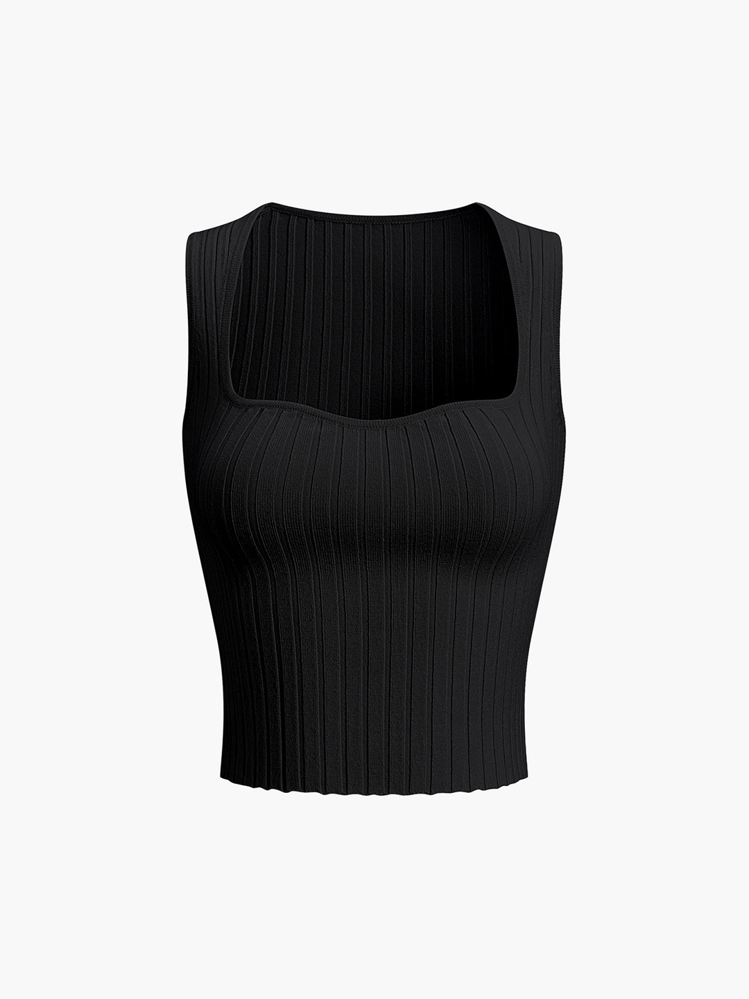 Geribbelde cropped tanktop met vierkante halslijn