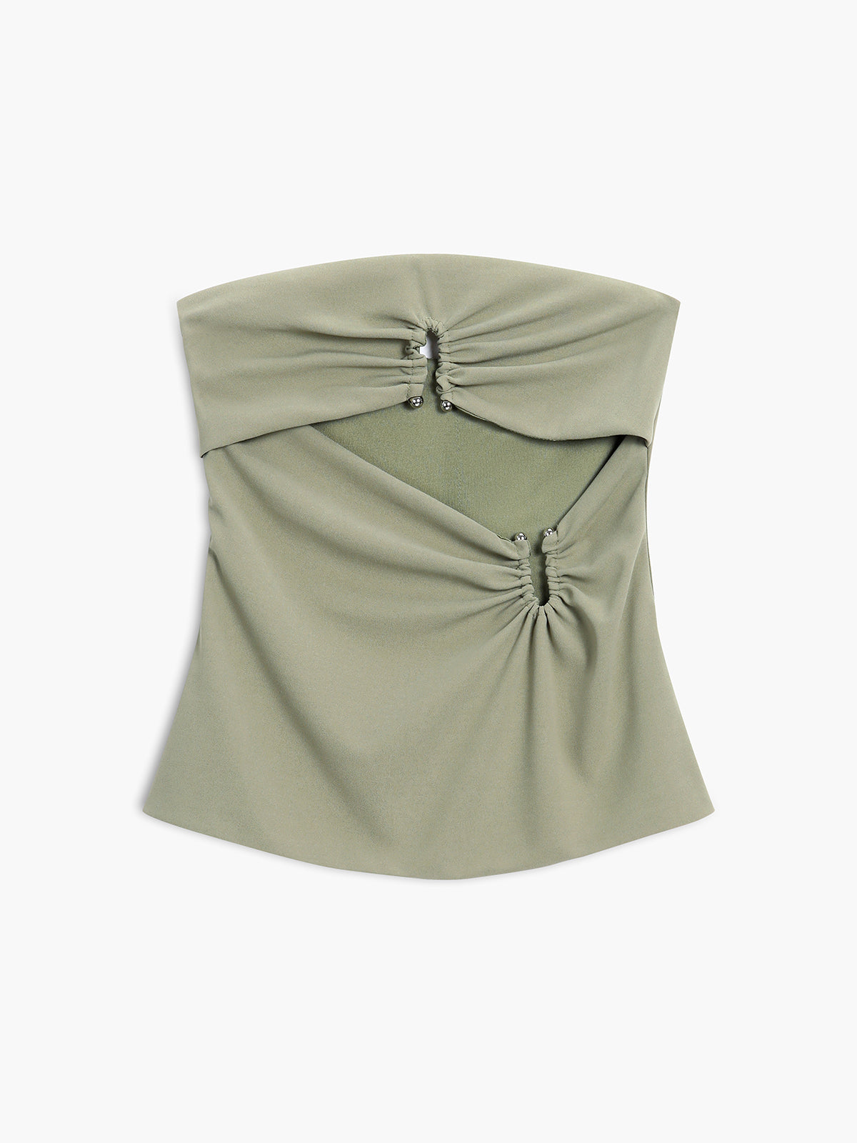 Strapless top met gerimpelde details