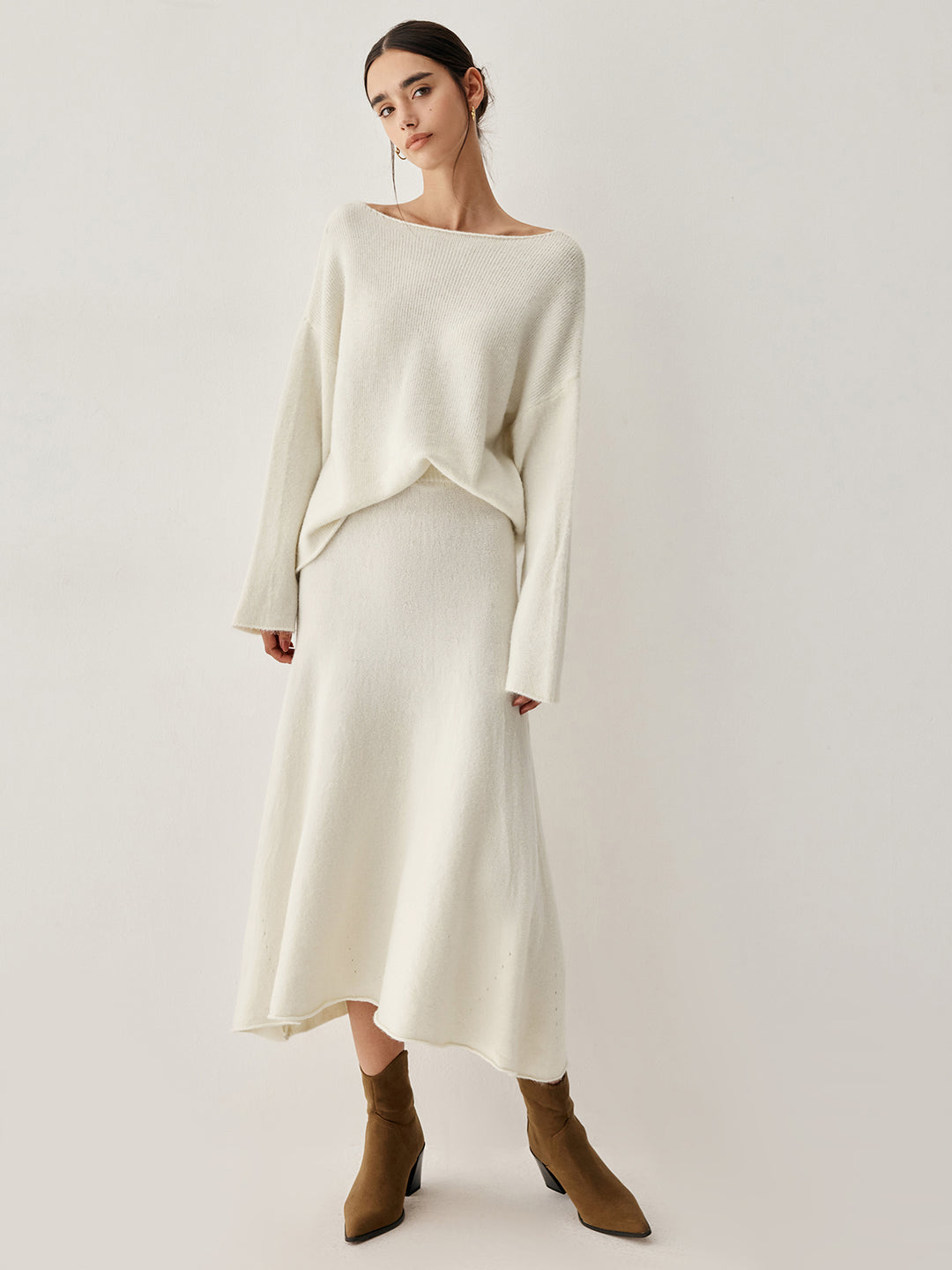 Set met oversized trui en lange rok
