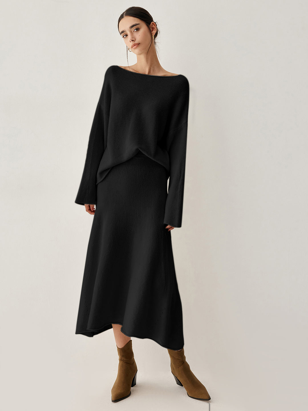 Set met oversized trui en lange rok