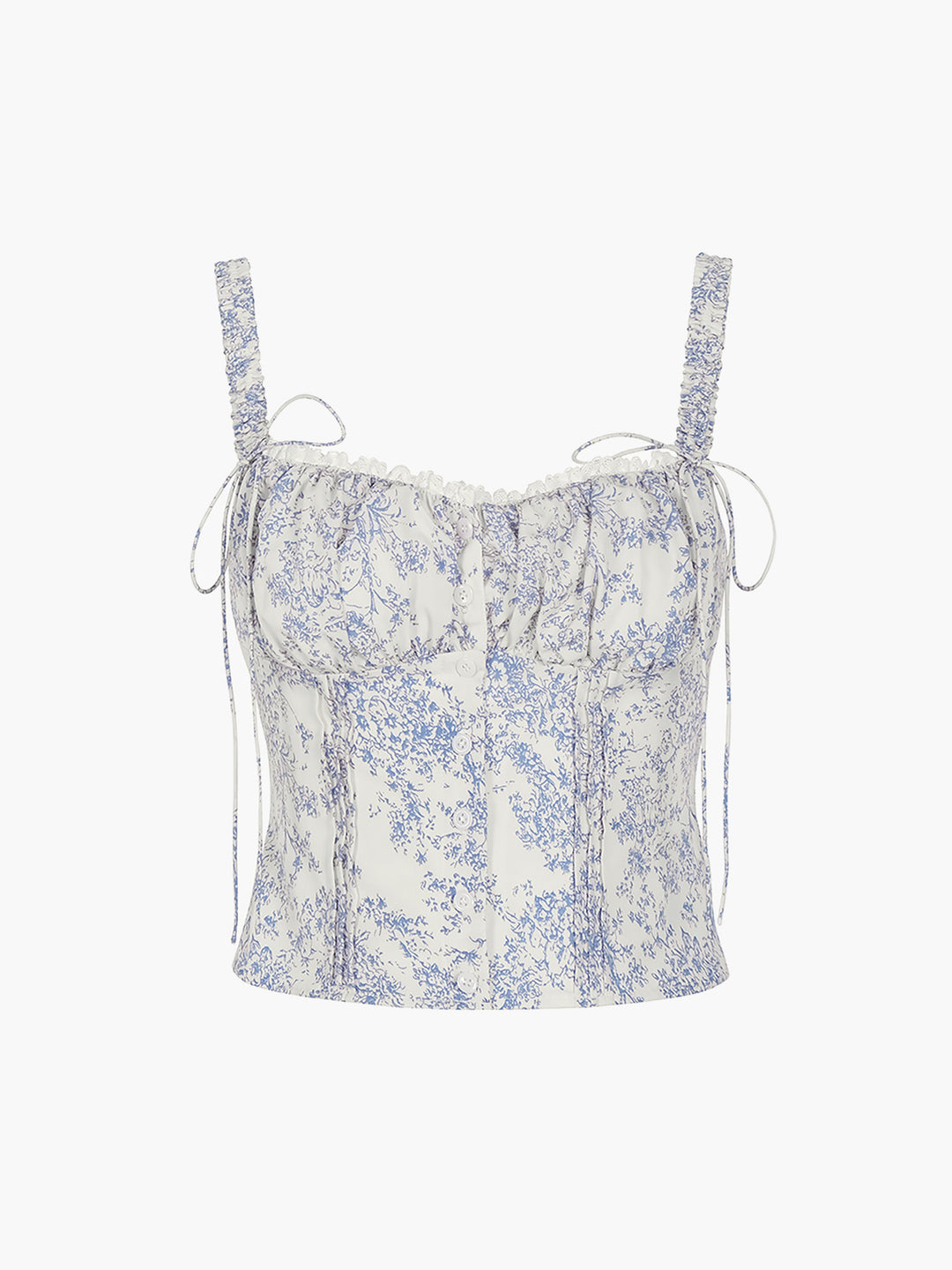 Zomertop met bloemenprint en kanten details