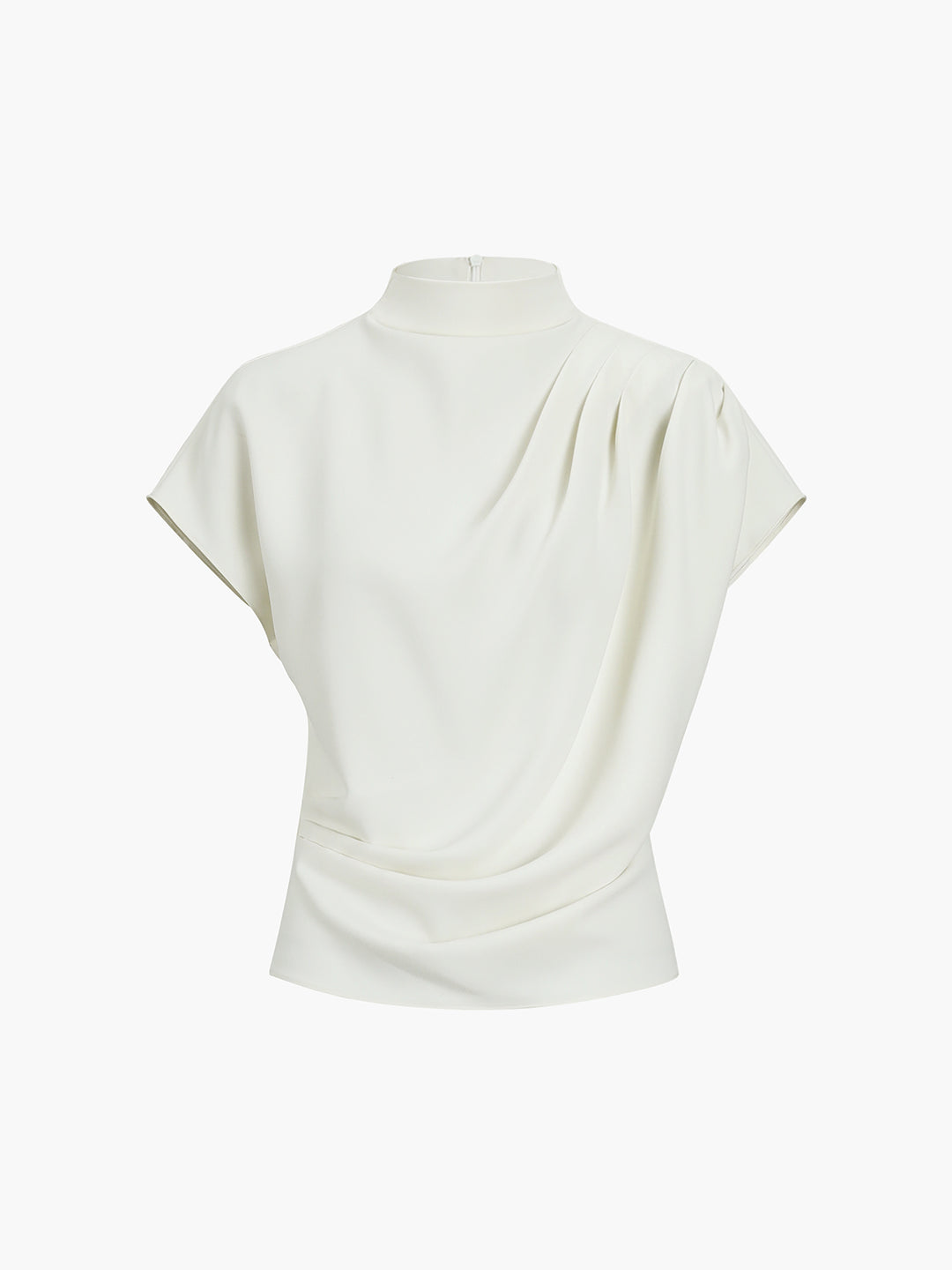 Asymmetrische gedrapeerde top met korte mouwen