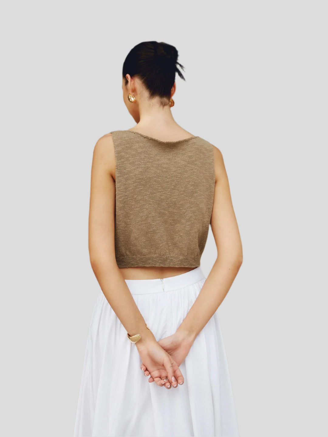 Mouwloze geribbelde crop top