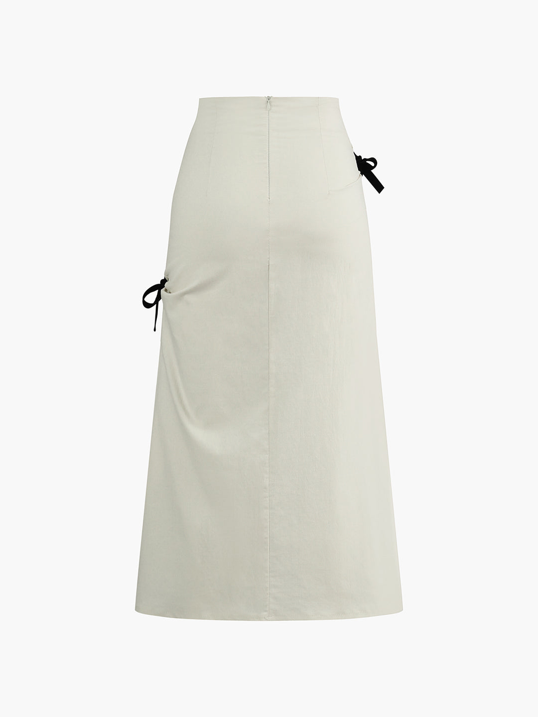 Witte Midi-Rok met Zwarte Strikdetails