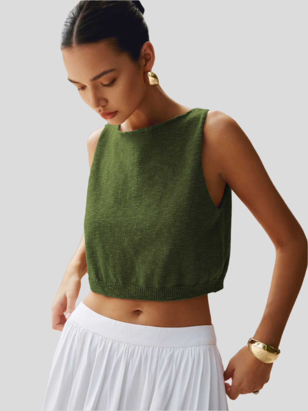 Mouwloze geribbelde crop top