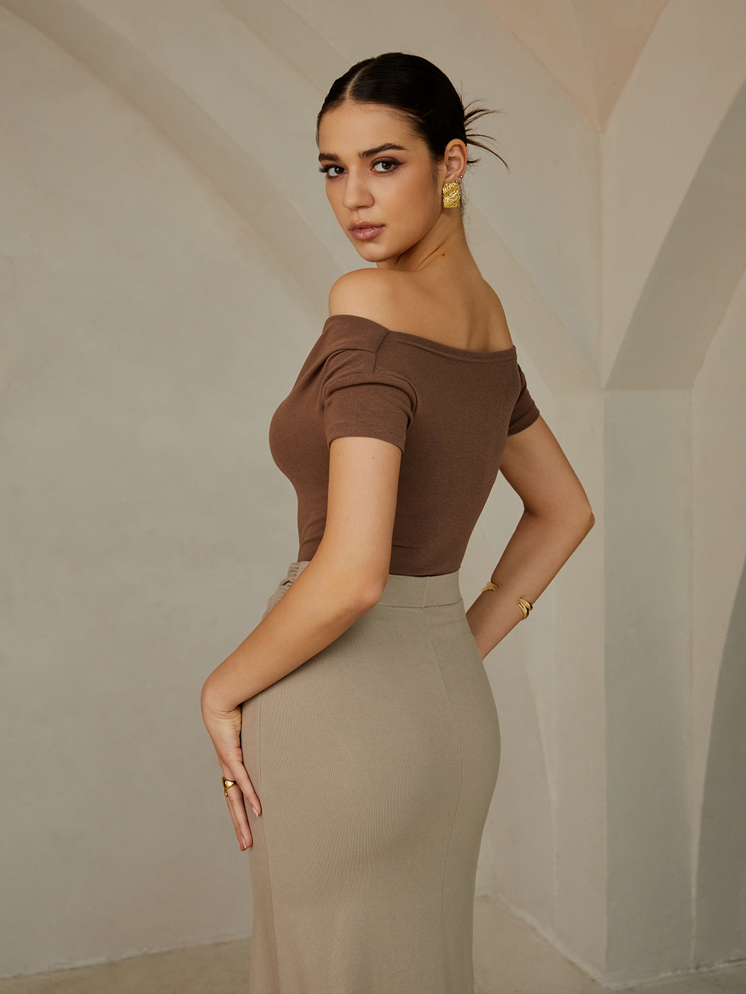 Afgesneden off-shoulder top