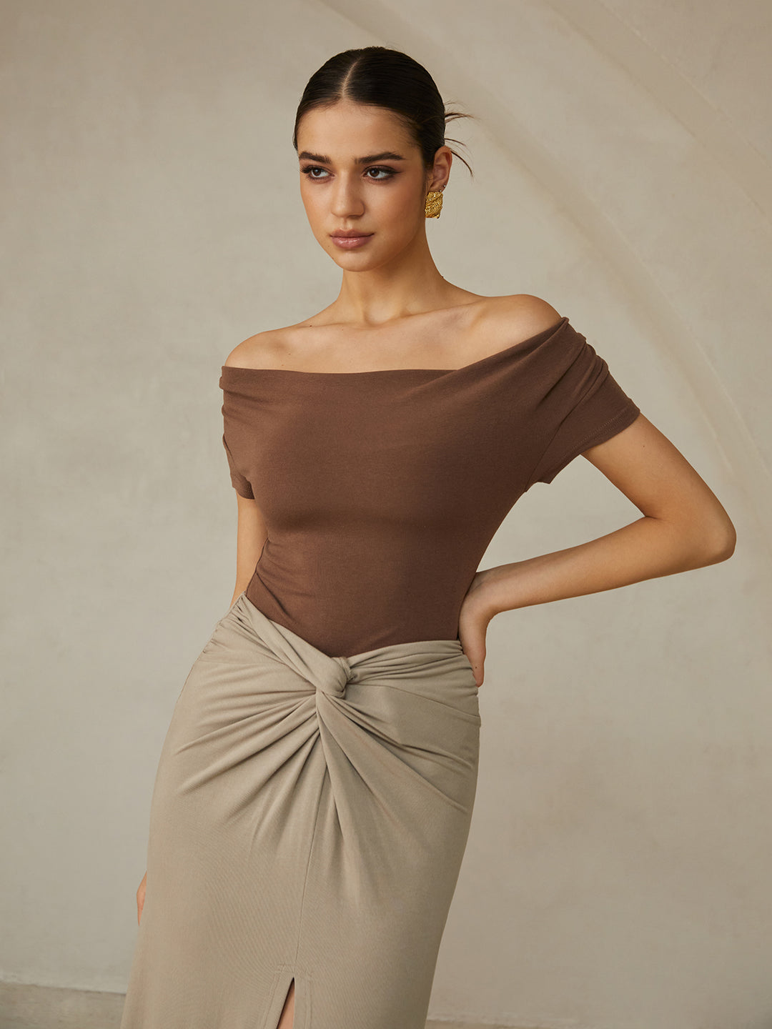 Afgesneden off-shoulder top