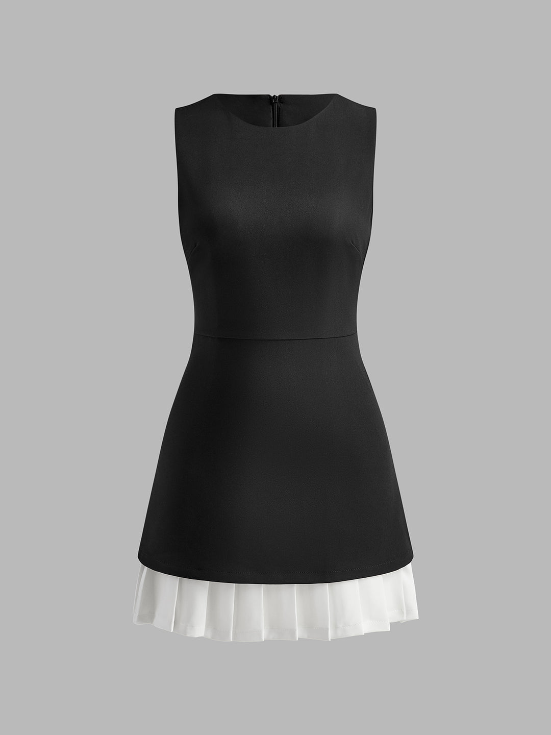 Geplooide mini-jurk met contrasterende rok