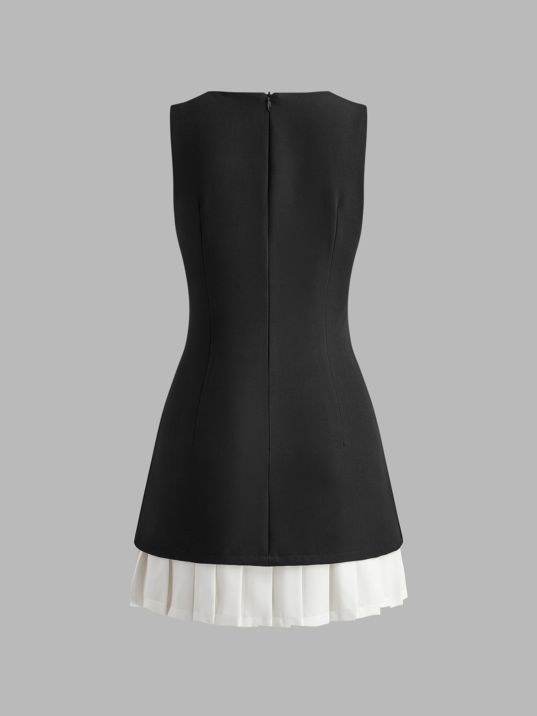 Geplooide mini-jurk met contrasterende rok