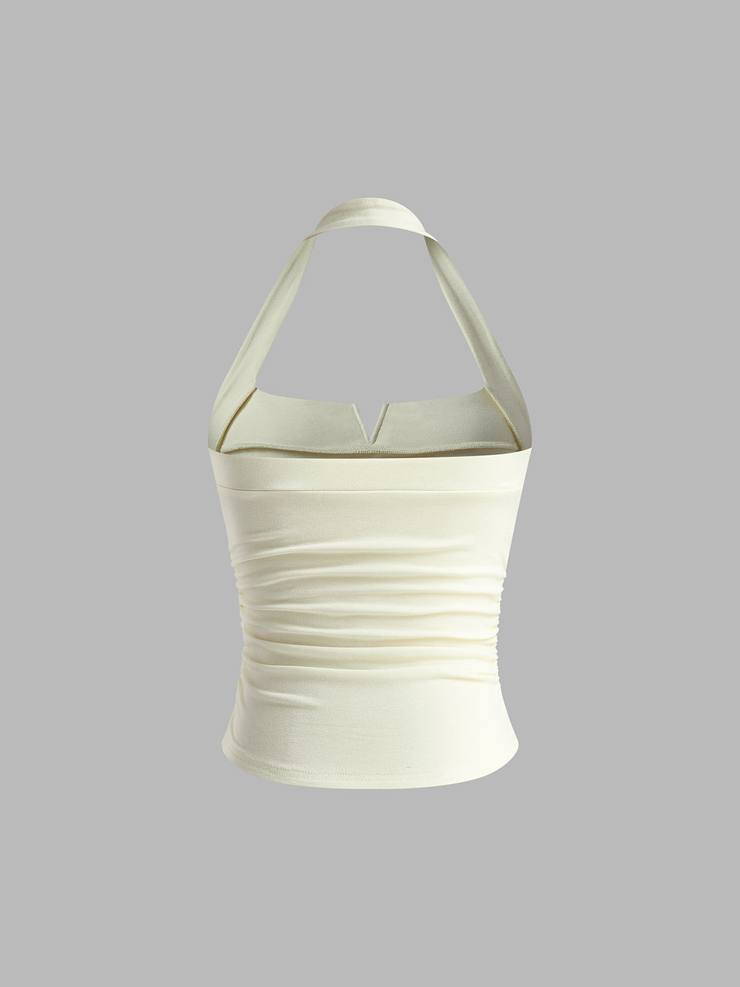 Witte halternektop met gerimpelde details