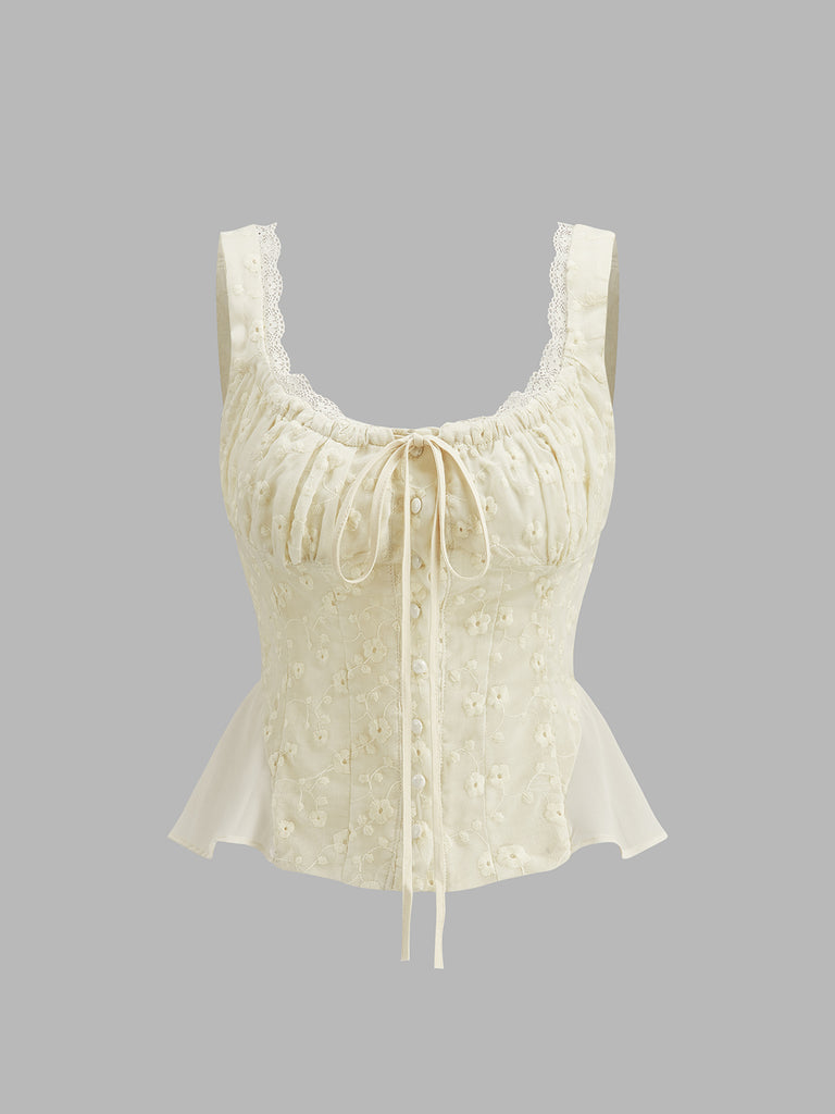 Lichtbeige Peplum Kant Top