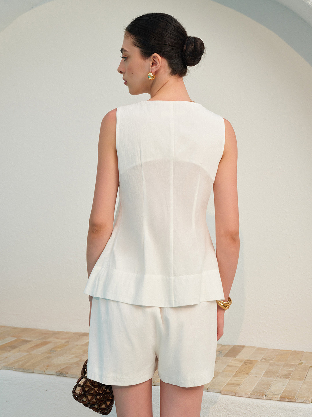 Geplooide zomerset met top en short