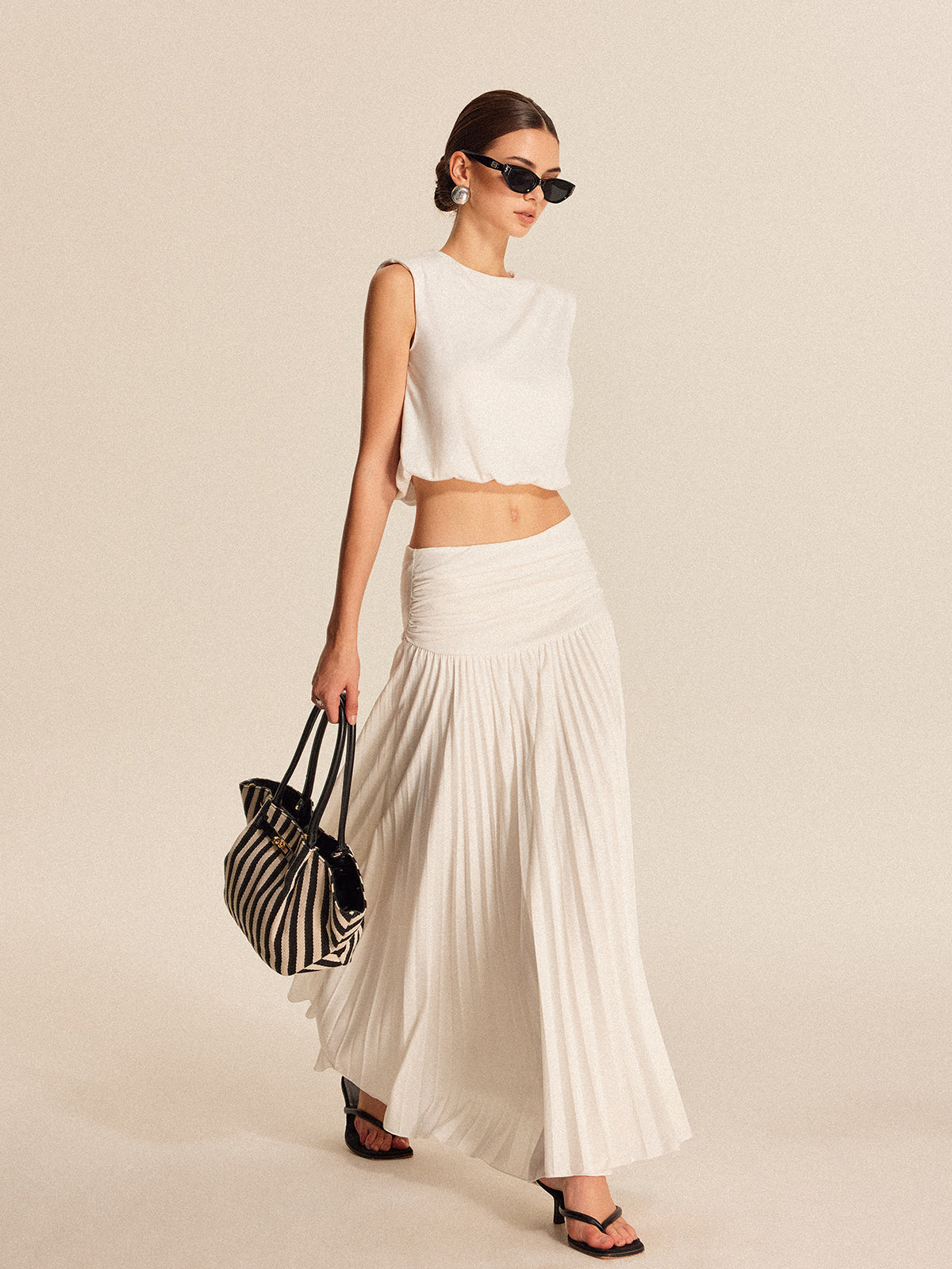 Set van geplooide top en maxi-rok