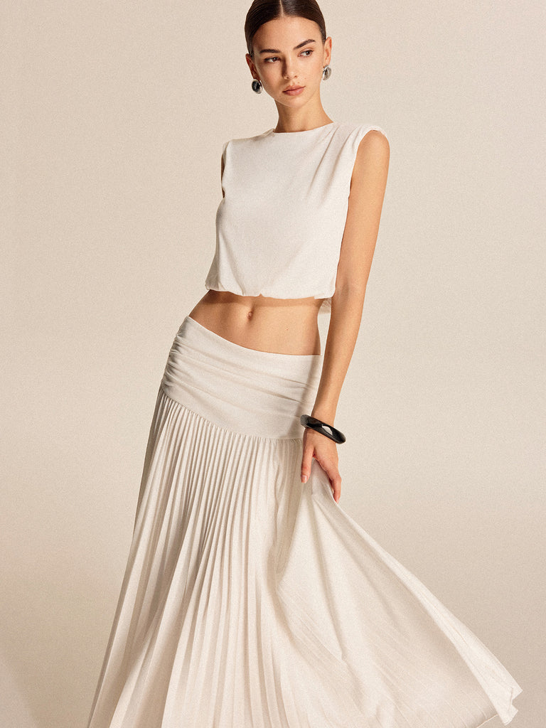 Set van geplooide top en maxi-rok
