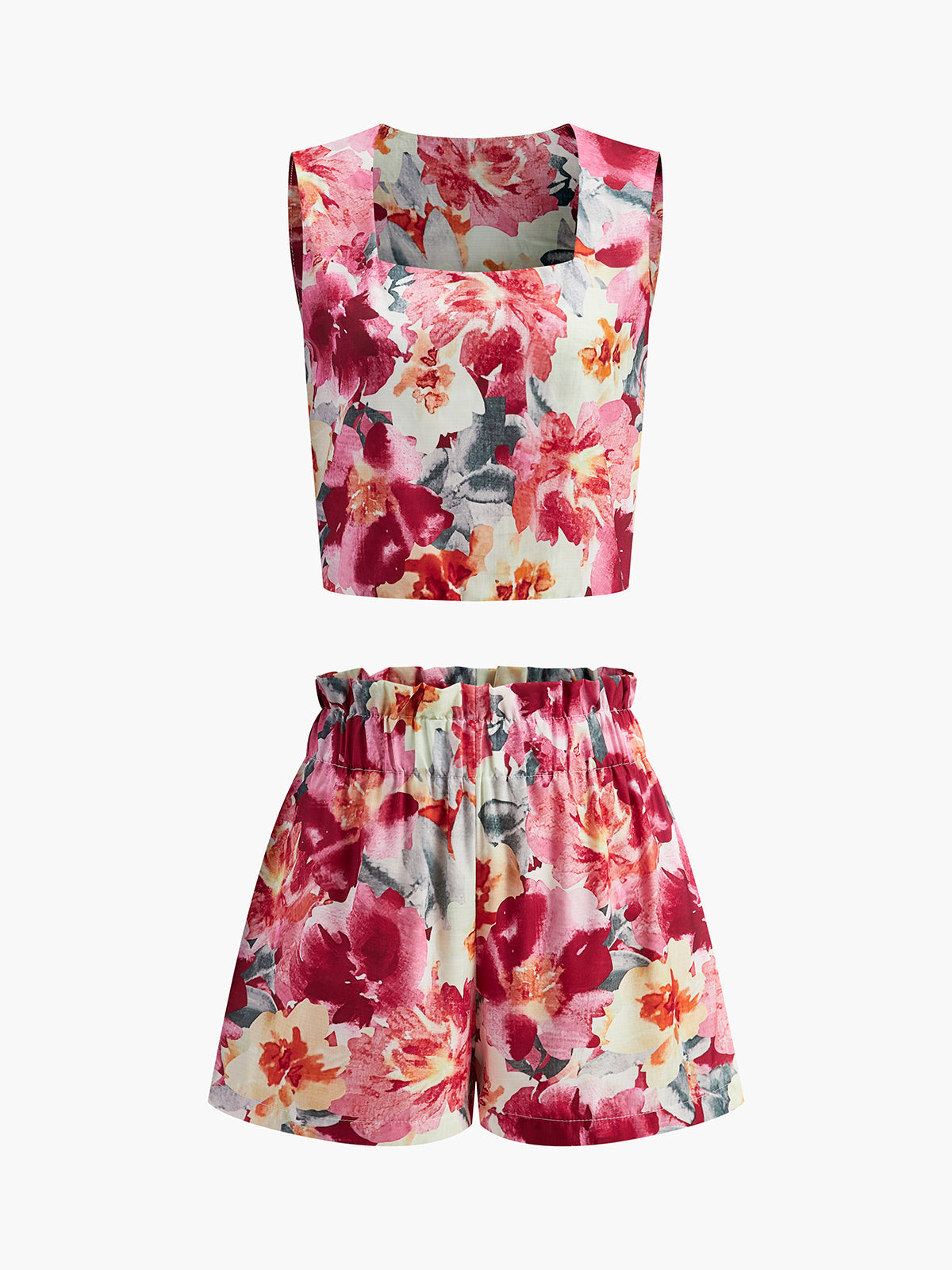 Zomerset met bloemenprint, top en short