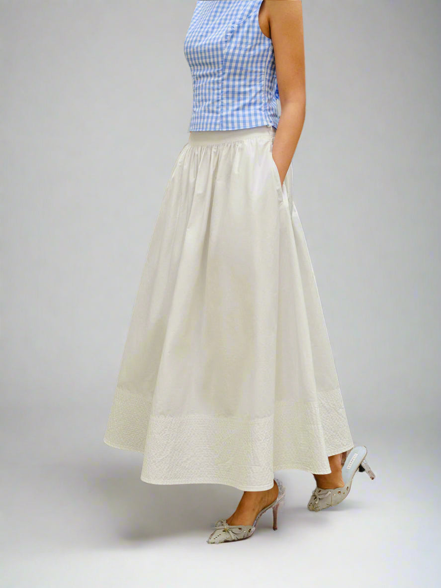 Witte Uitlopende Maxi-Rok