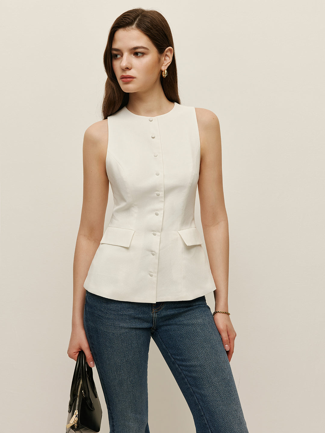 Mouwloos vest met knoopsluiting
