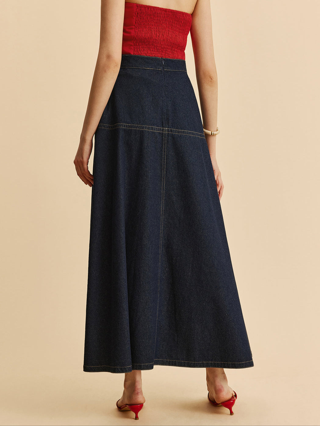 Donkerblauwe Denim Maxi-Rok