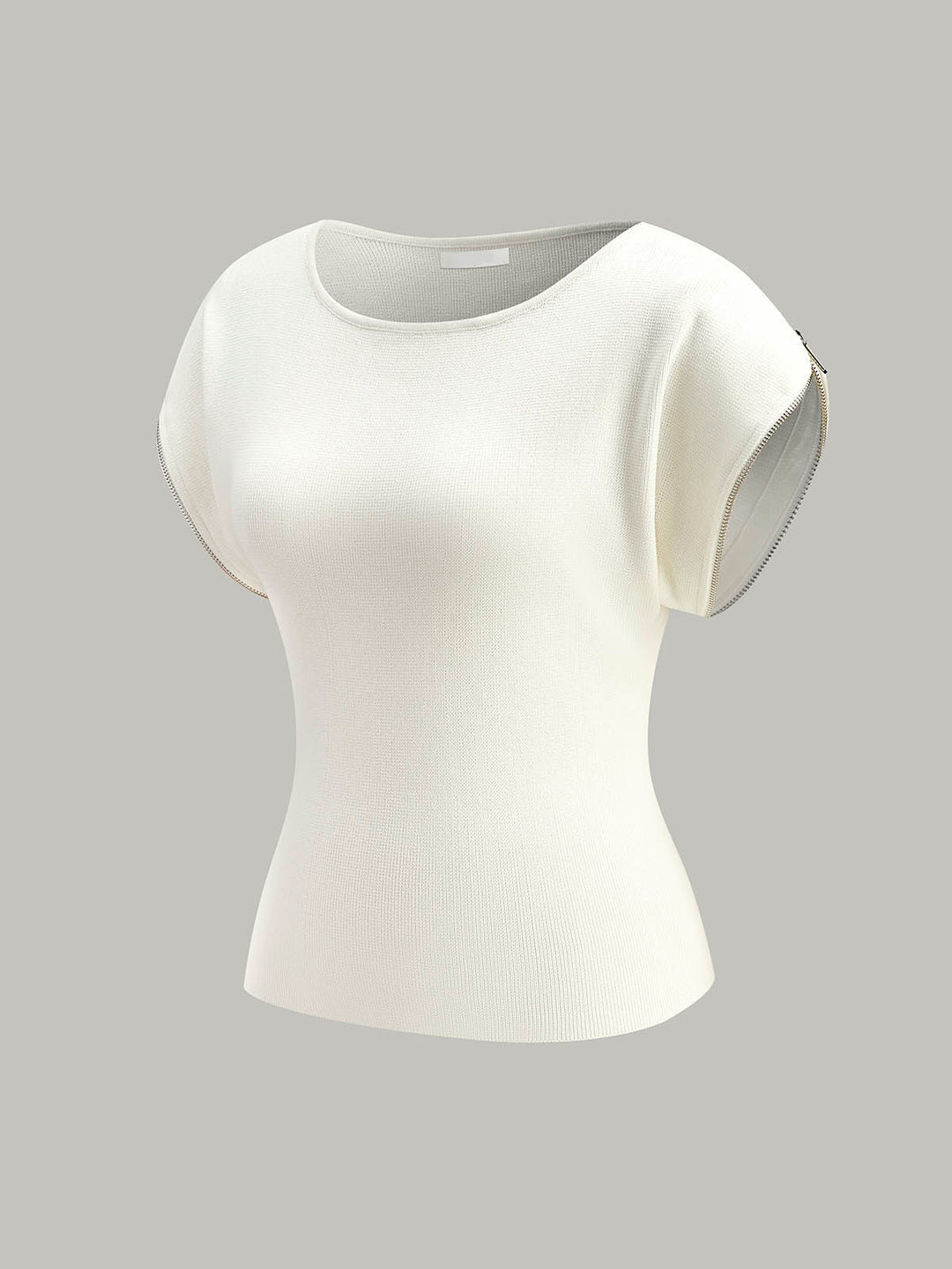 Witte gebreide top met pofmouwen