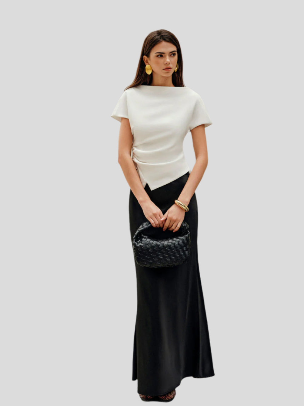 Gedrapeerde top met asymmetrische zoom