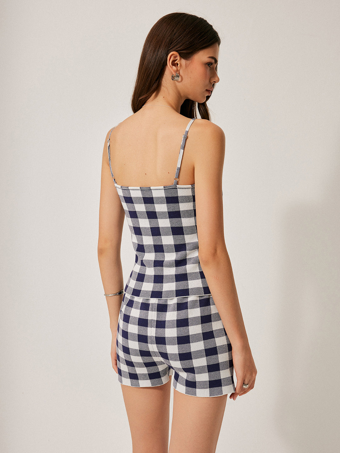 Geruite set in blauw en wit