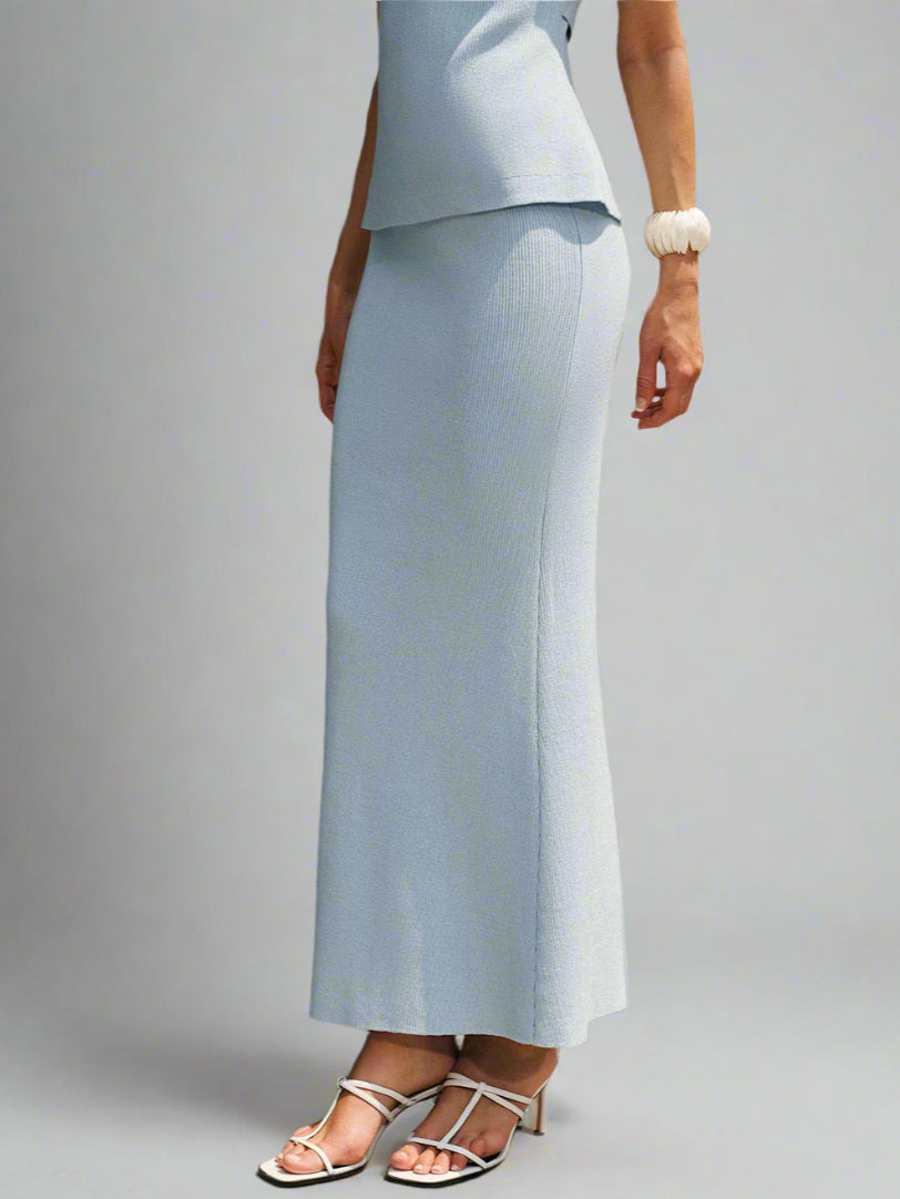 Lichtblauwe Elegance Maxi-Rok