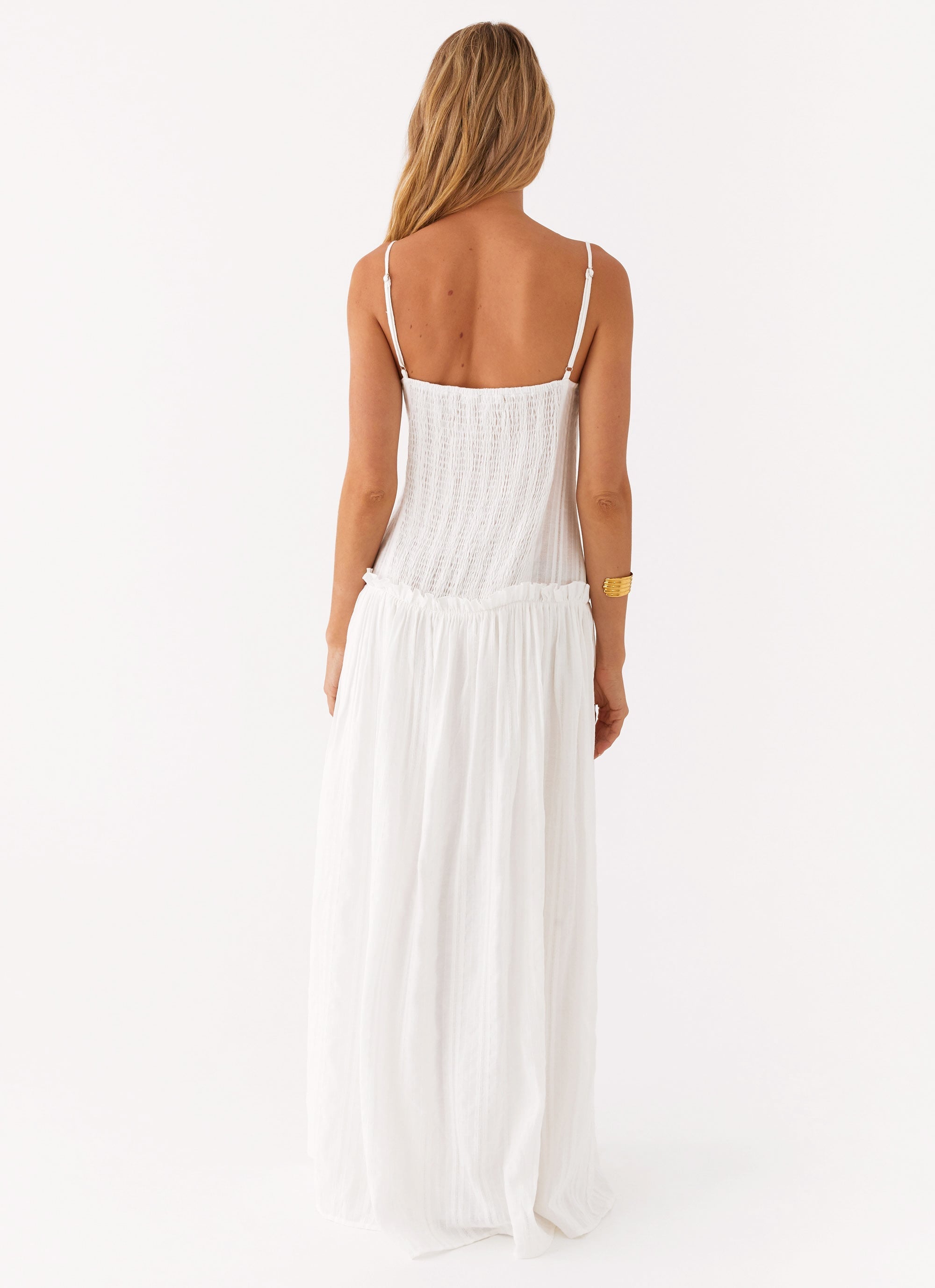 Witte maxi-jurk met smalle bandjes