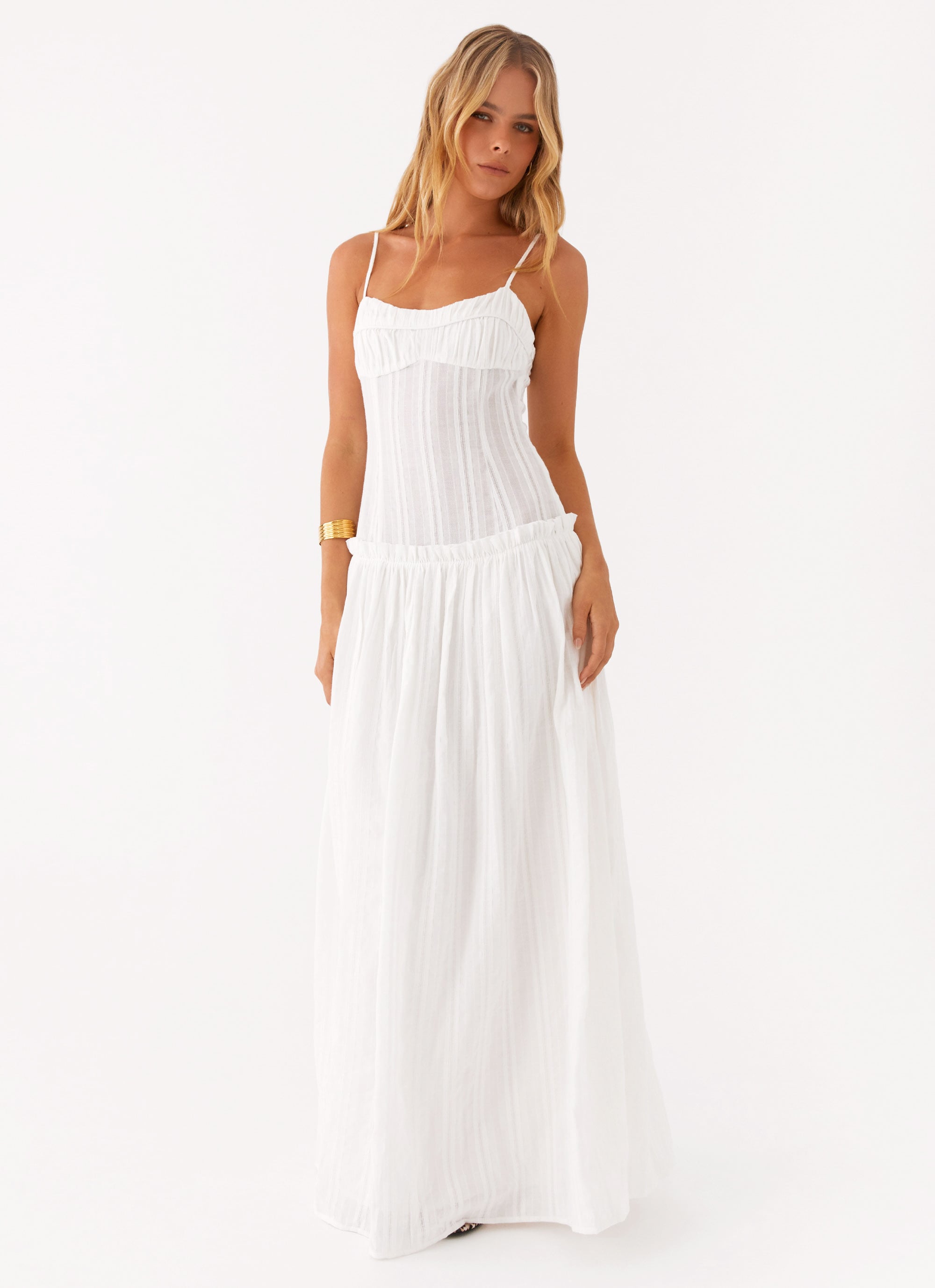 Witte maxi-jurk met smalle bandjes