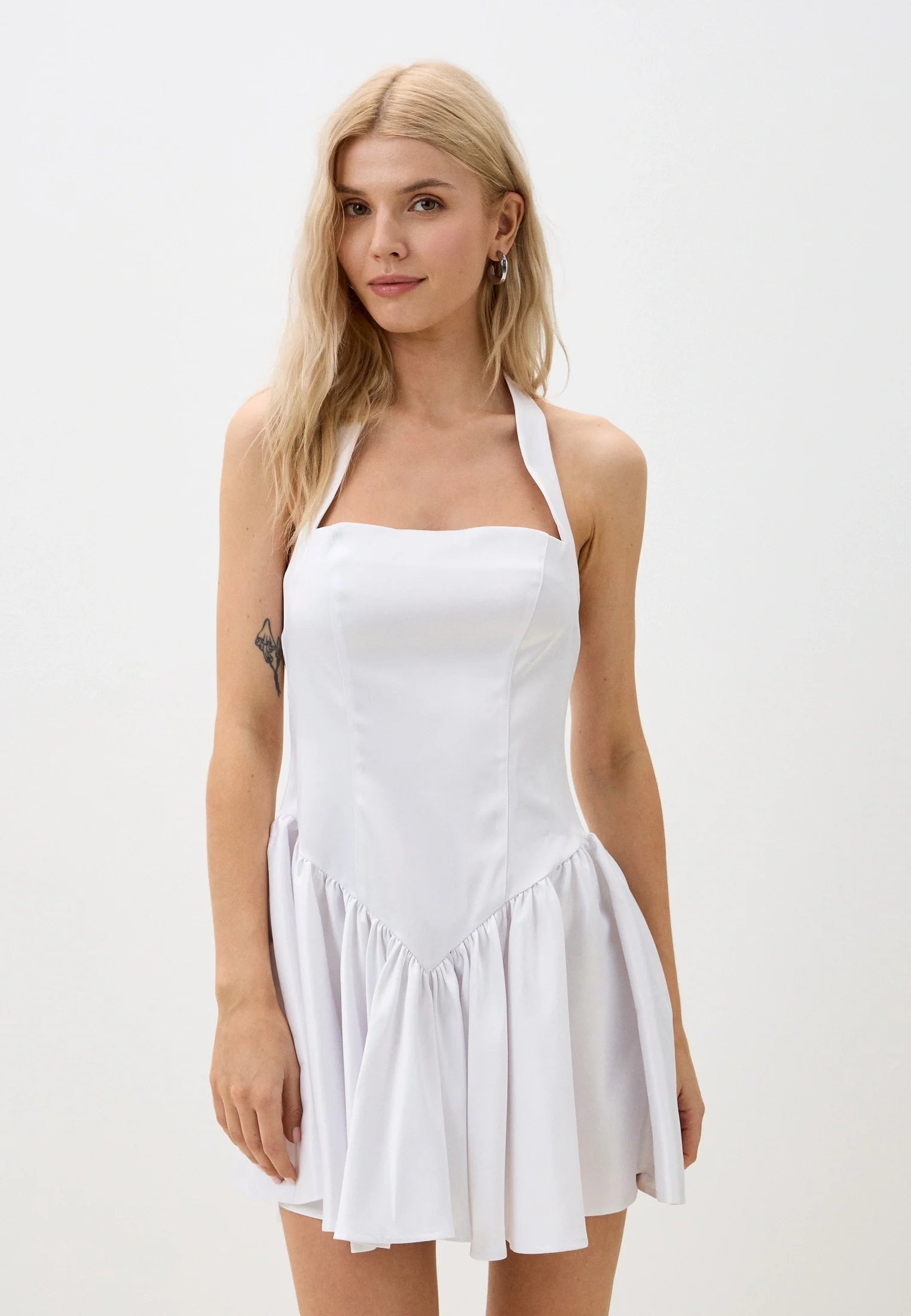 Witte Halter Mini Jurk