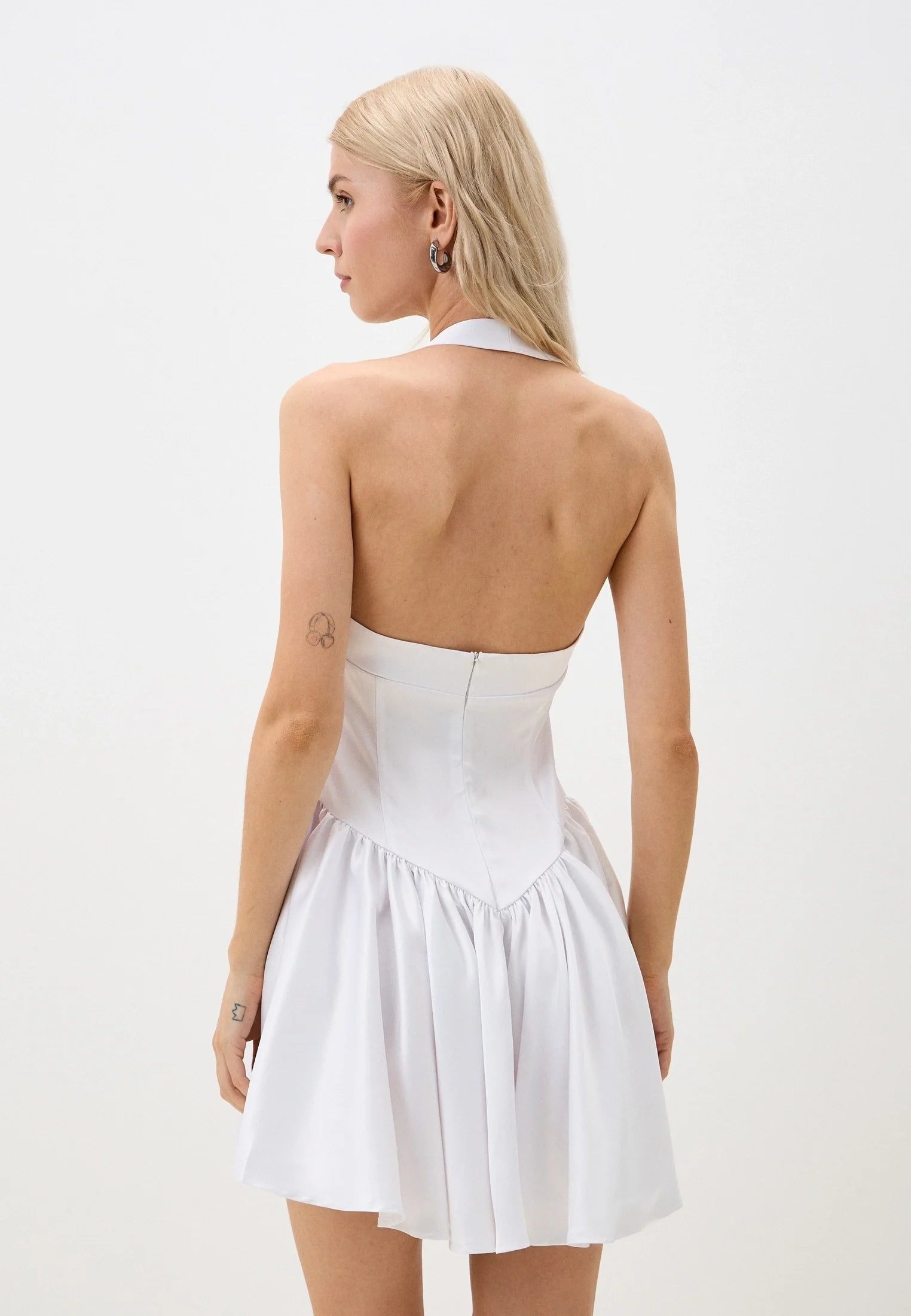 Witte Halter Mini Jurk