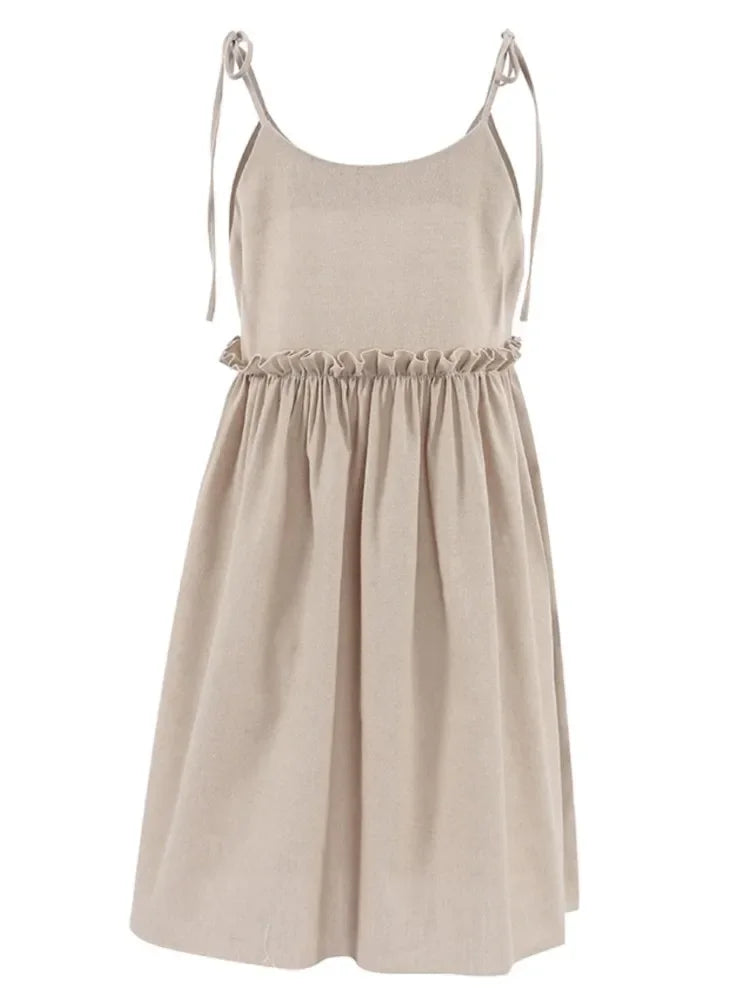 Mouwloze Mini Jurk met Strikbandjes