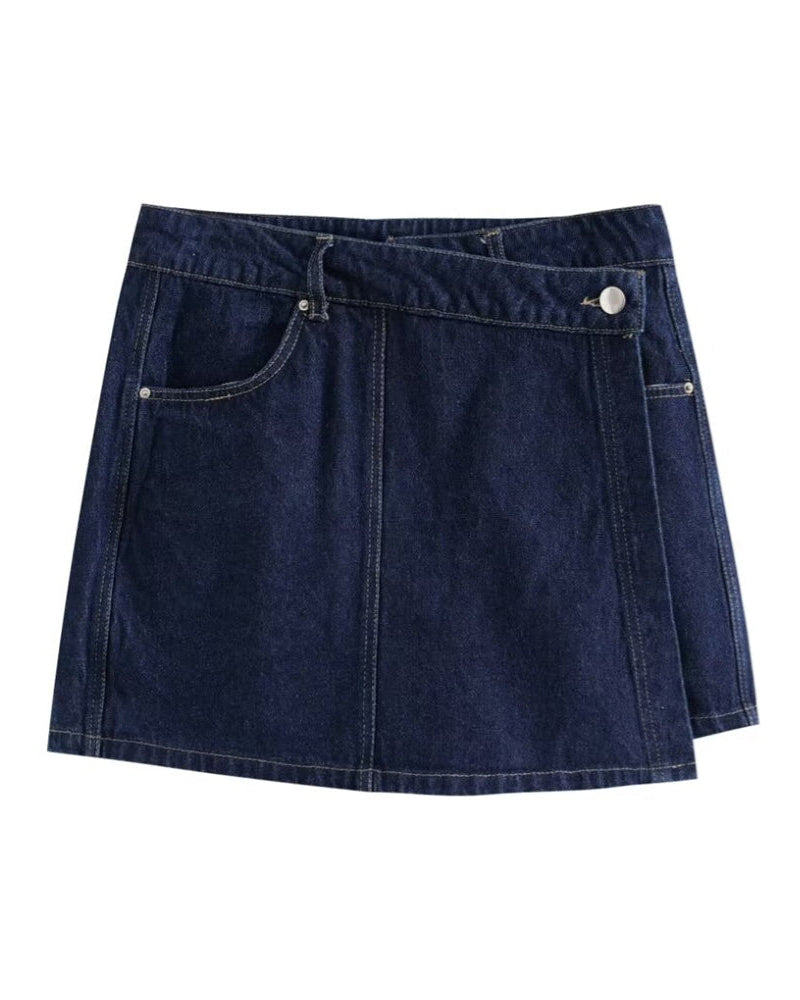 Donkerblauwe Denim Skort