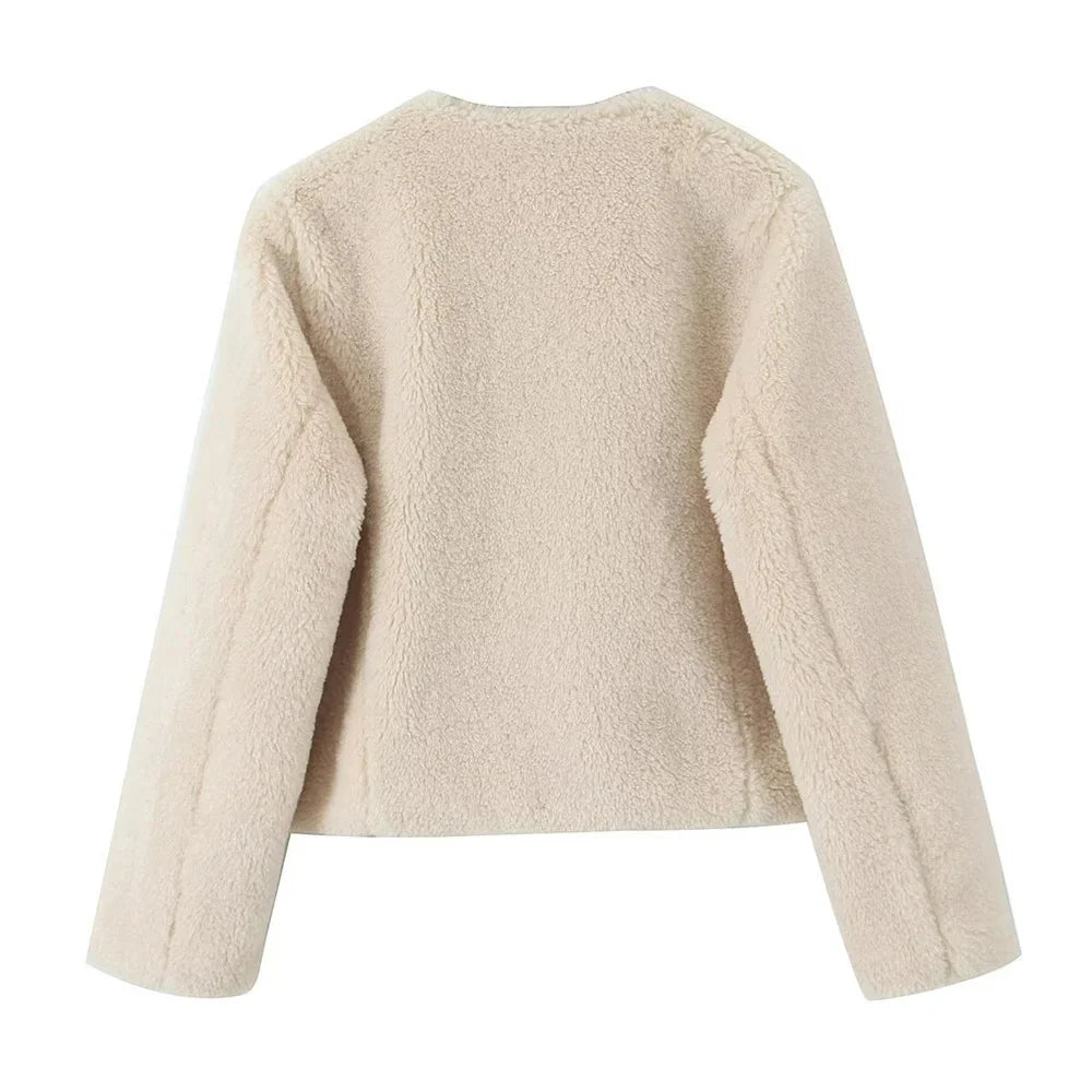 Vila teddy fleecejacka med spänne