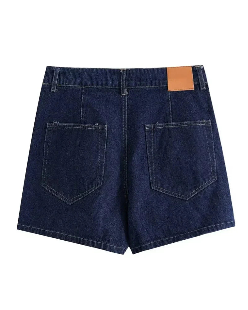 Donkerblauwe Denim Skort